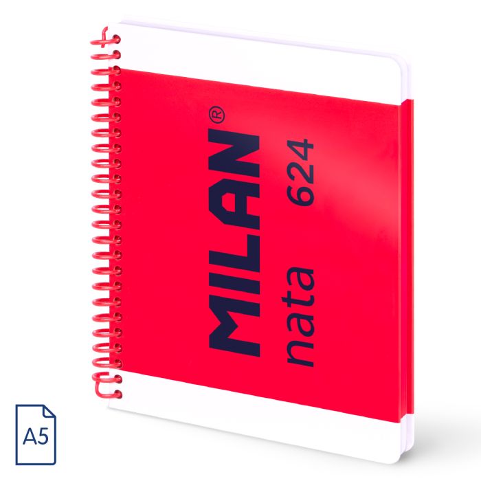CUADERNO A5 ESPIRAL MILAN NATA 624 ROSA LISO 80 H - Imagen 2